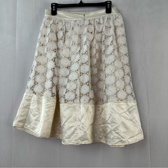 Ryu Floral Lace Midi Skirt Satin Boho Flower Girl Summer A-Line Luxury Medium - Picture 6 of 8